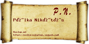 Pálka Nikétás névjegykártya